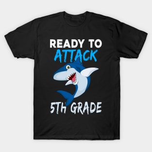 Shark Kids Ready To Attack 5Th Grade Boys Back To School T-Shirt